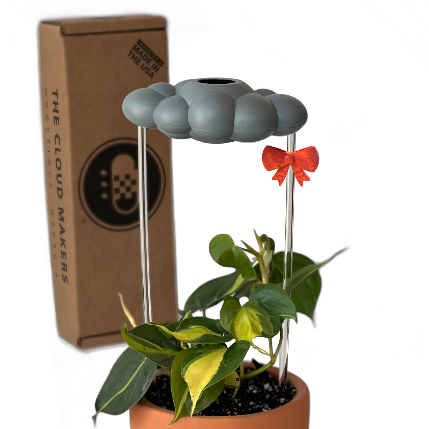 THE CLOUD MAKERS Stormy dripping raincloud with bow charm