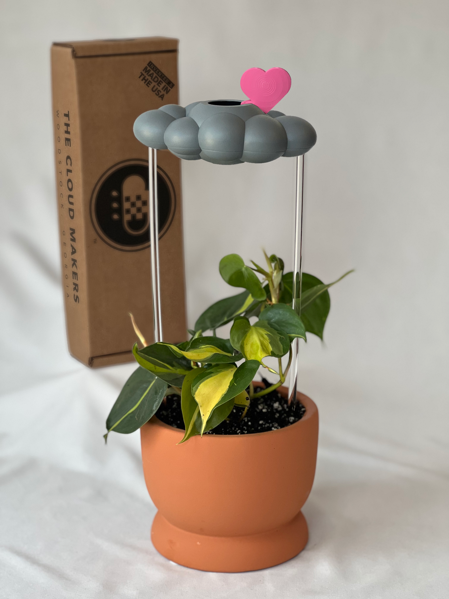 Stormy Dripping Rain Cloud with Pink Heart Charm