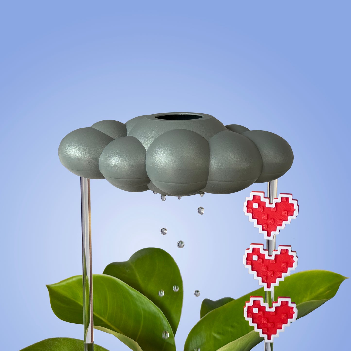 Stormy Dripping Rain Cloud with Pixel Heart Charm Set