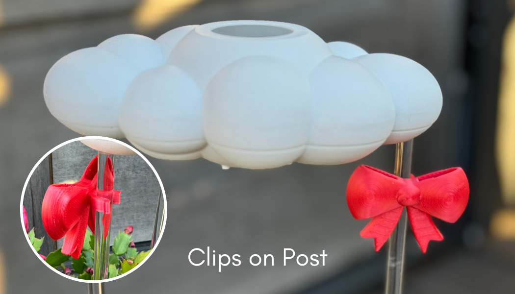 3D printed bow charm for THE CLOUD MAKERS dripping rain cloud