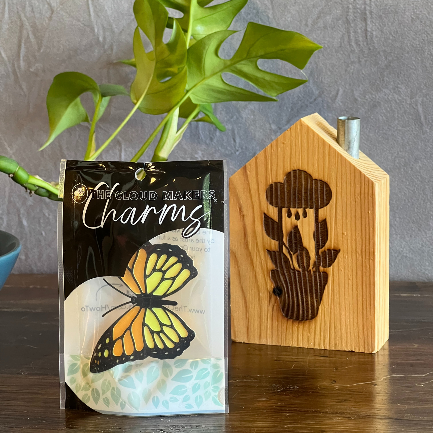 Orange Butterfly Charm for dripping rain cloud