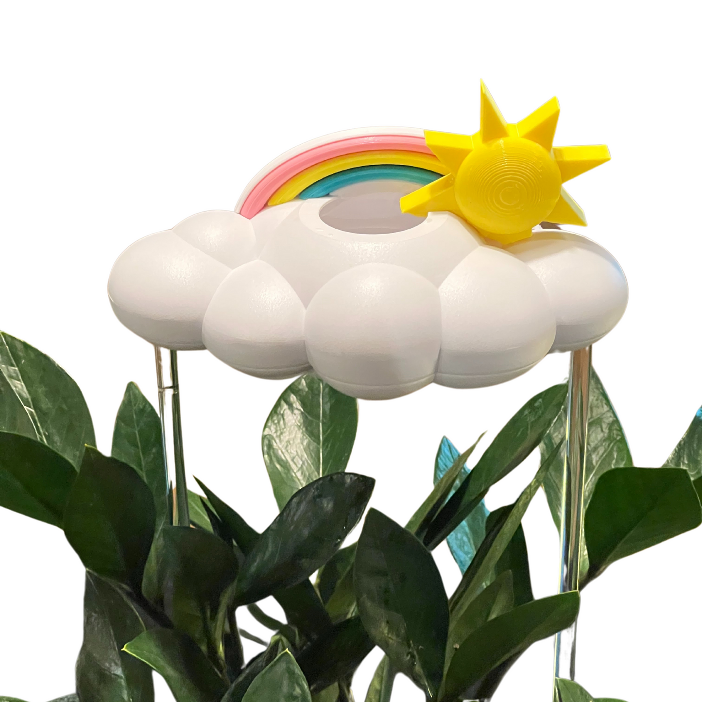 Original Dripping Rain Cloud with Sun and Pastel Rainbow Charms