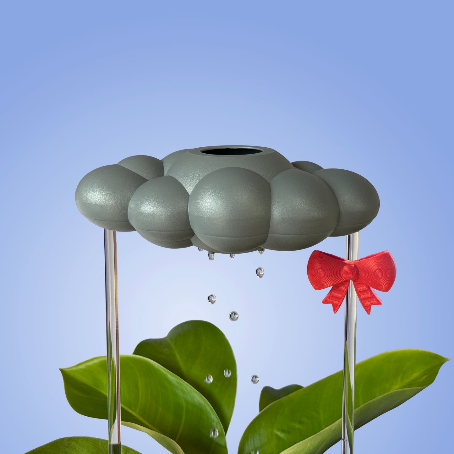 Stormy Dripping Rain Cloud with Bow Charm