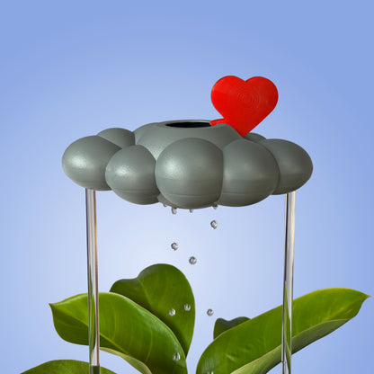 Stormy Dripping Rain Cloud with Red Heart Charm