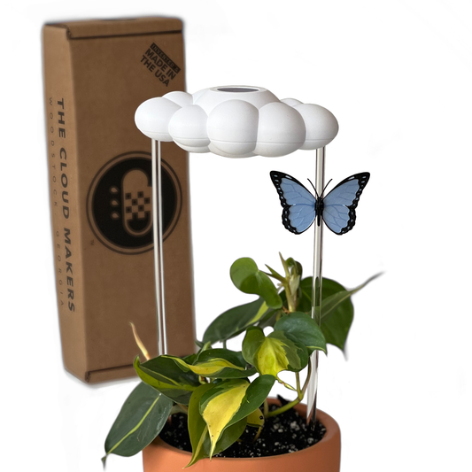Original dripping rain cloud for plants by THE CLOUD MAKERS with Blue Butterfly charm