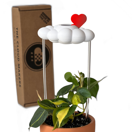 THE CLOUD MAKERS dripping raincloud for plants with red heart charm
