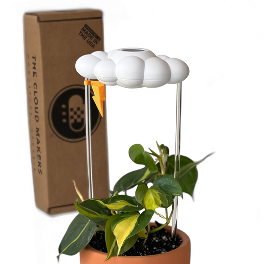 THE CLOUD MAKERS dripping raincloud for plants with Gold lightning bolt charm