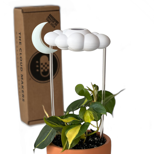 THE CLOUD MAKERS dripping raincloud for plants with Glow in the Dark moon charm