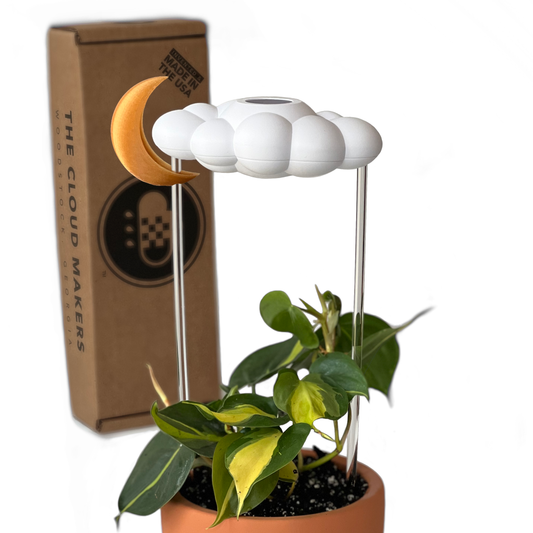 THE CLOUD MAKERS dripping rain cloud for plants with gold moon charm