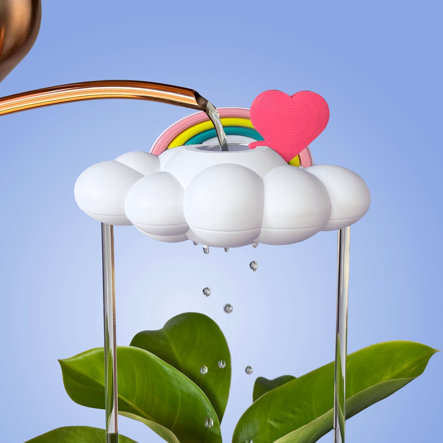 Original Dripping Rain Cloud with Pink Heart and Pastel Rainbow Charms