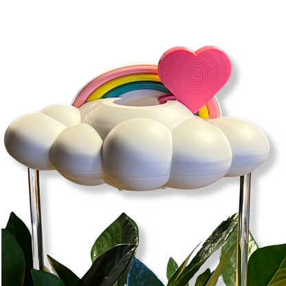 THE CLOUD MAKERS dripping raincloud for plants with pink heart and pastel rainbow charms