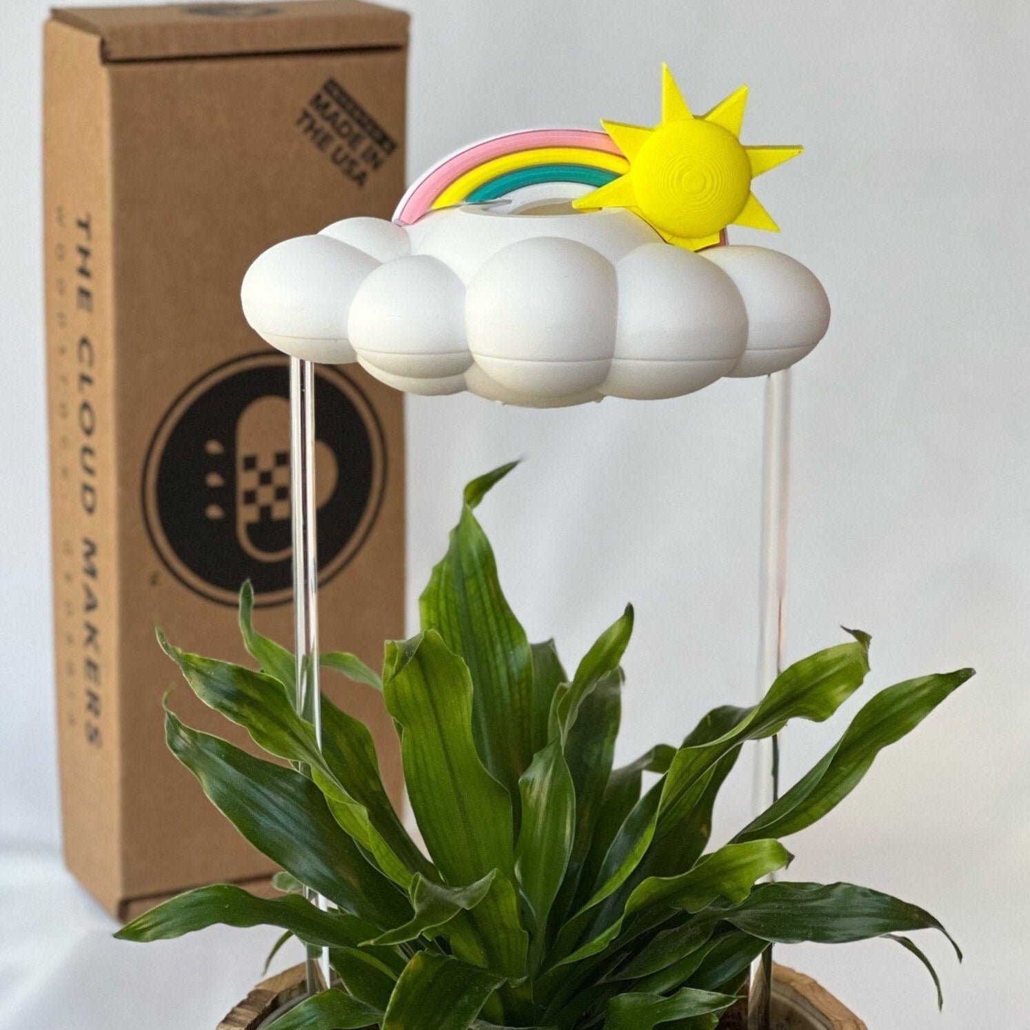 Original Dripping Rain Cloud by THE CLOUD MAKERS with Sun and Pastel Rainbow Charms