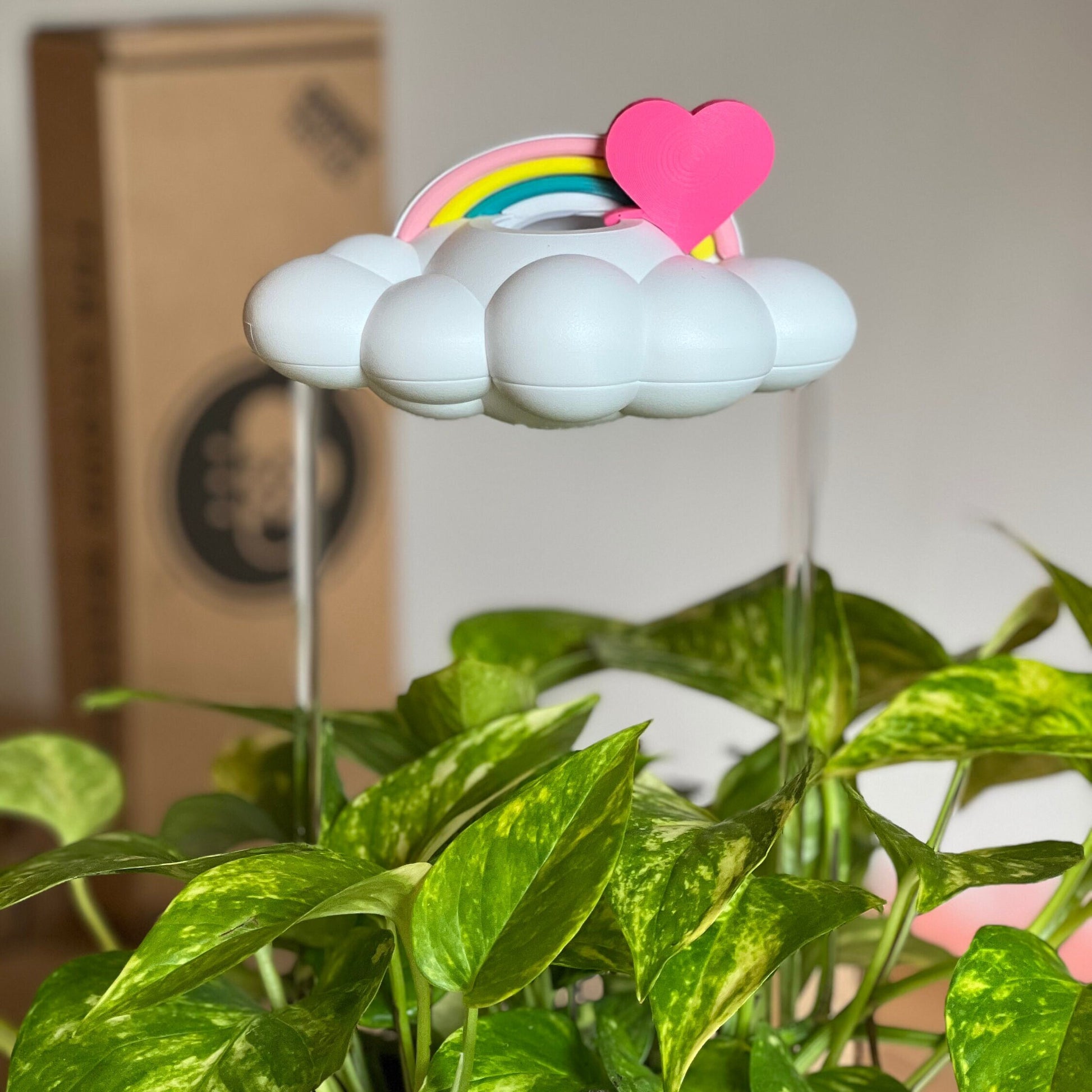 Original Dripping Rain Cloud with Pink Heart and pastel rainbow charms