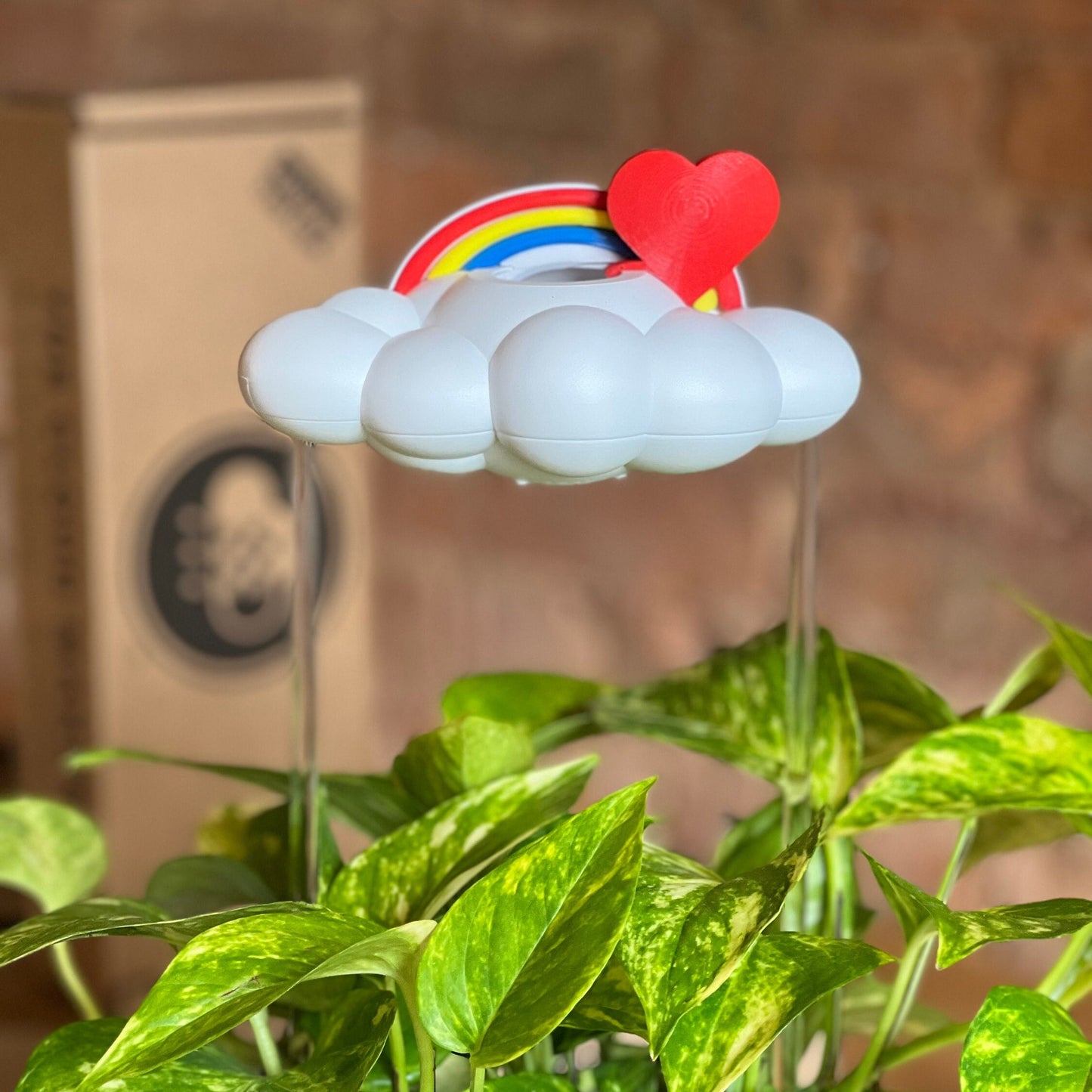 Original Dripping Rain Cloud with Red Heart and rainbow charms