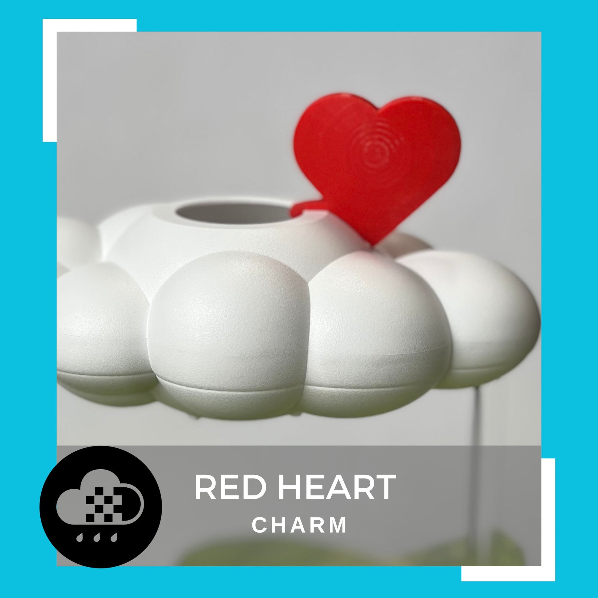 Red Heart charm for dripping rain cloud
