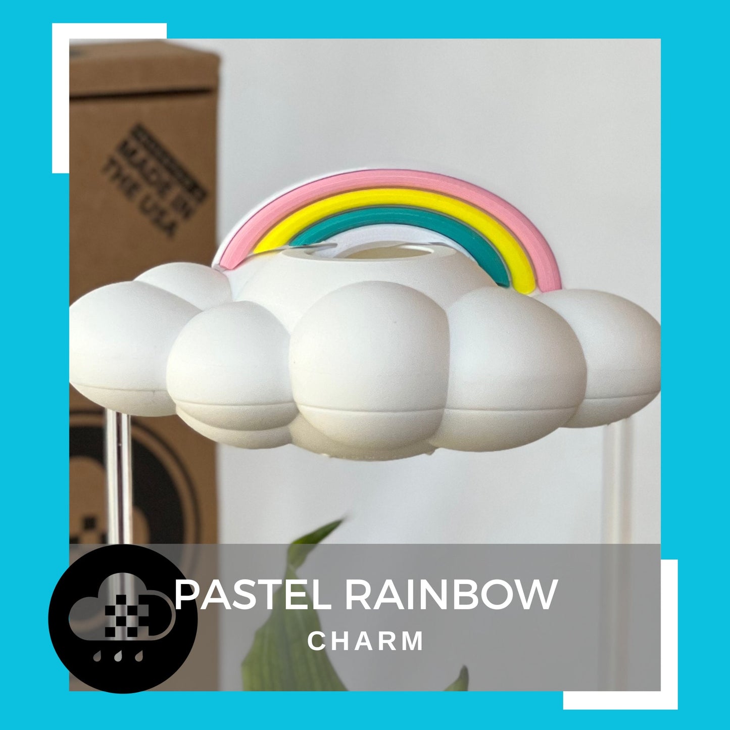Pastel rainbow charm for dripping rain cloud