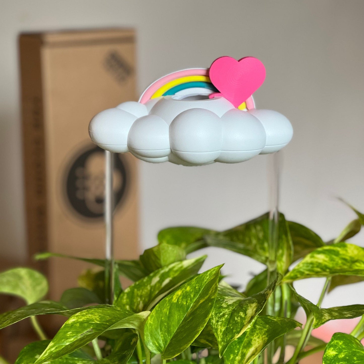 original Dripping Rain Cloud with Pastel rainbow and pink heart charms