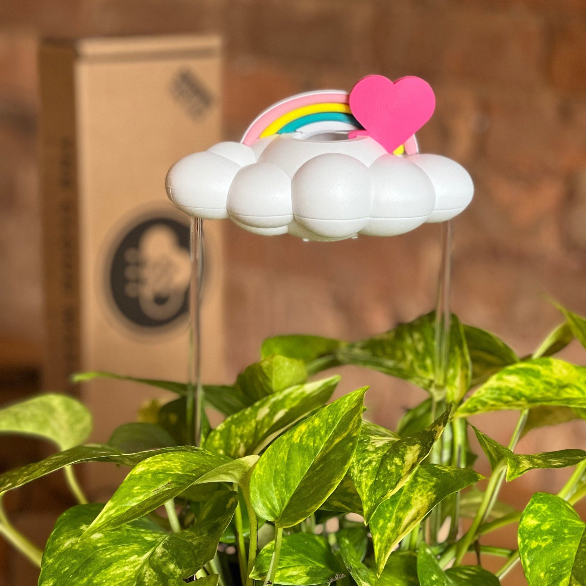 Original Dripping Rain Cloud by THE CLOUD MAKERS with Pink Heart and Pastel Rainbow Charms