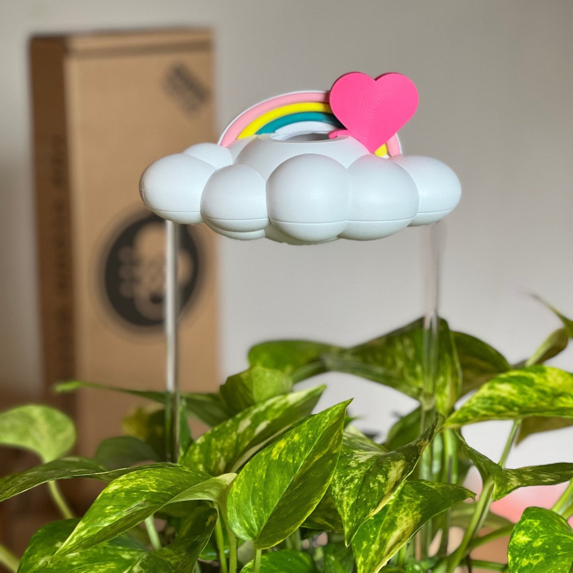 Original Dripping Rain Cloud by THE CLOUD MAKERS with Pink Heart and Pastel Rainbow Charms